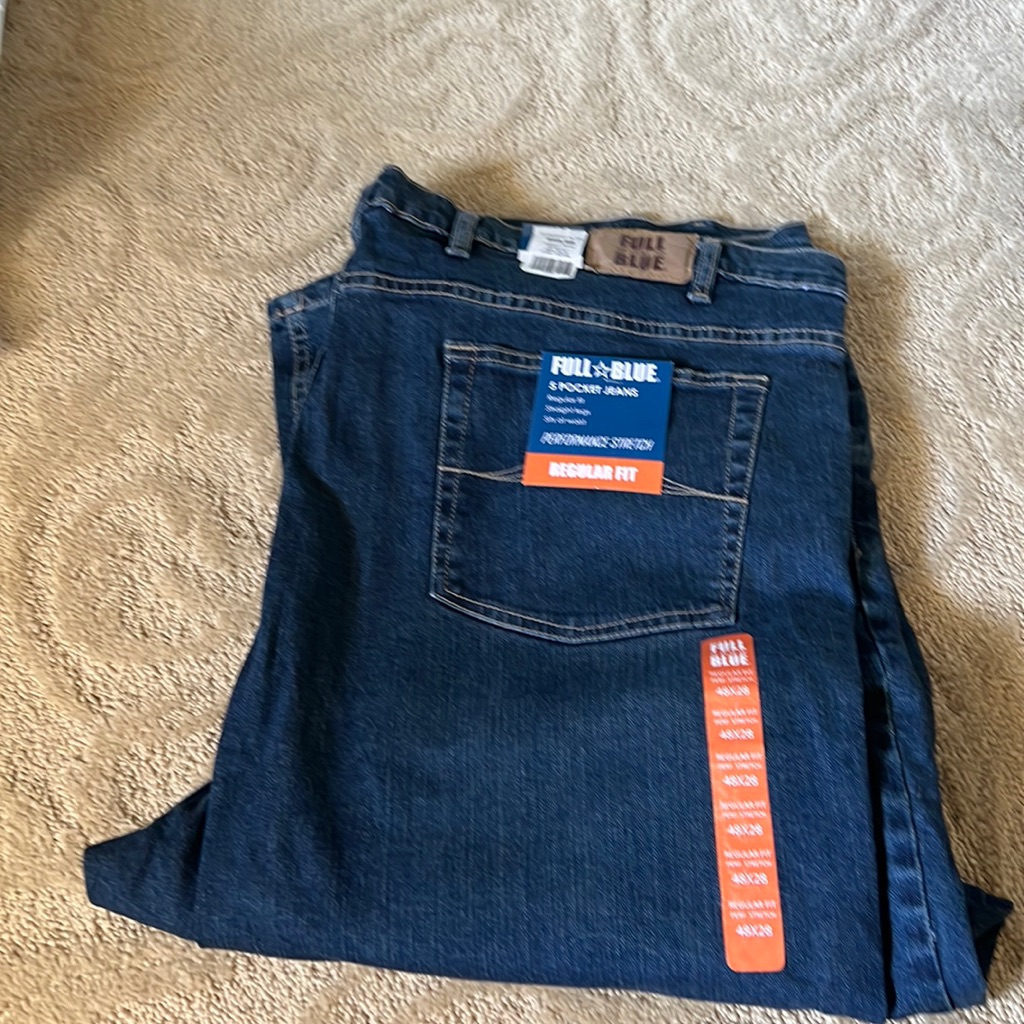 Brand New Mens Jeans Full Blue Brand Size 4828 Regular Fit